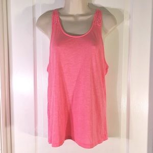 PINK Victoria's Secret Hot Pink Lace Tank Top